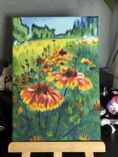 芍薬の花 油彩画 肉筆 原画 額無し - メルカリ