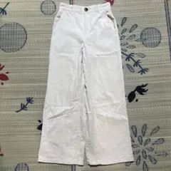GU コーデュロイパンツ ワイドパンツ S アイボリー ホワイト 綿100%