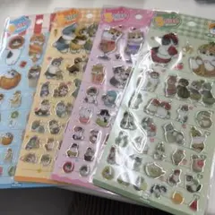韓国限定 モフサンド 5サイズステッカー 4枚セット ぷっくりエポキシシール