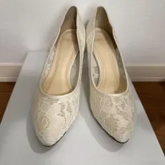 aimer アイボリー レース ハイヒール パンプス M