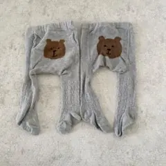GAPグレー クマ顔柄 ベビータイツ0-12M ２点まとめ売り