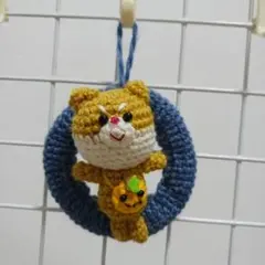 ハロウィン　リース　柴犬　あみぐるみ