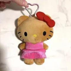 日焼けキティ　マスコット　ハートカラビナ　ファスナー付き
