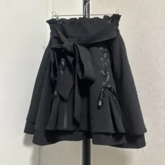 フレアスカート ブラック リボン付き　ノエミー