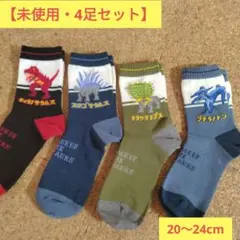 【未使用・4足セット】恐竜デザイン キッズ靴下セット20〜24cm