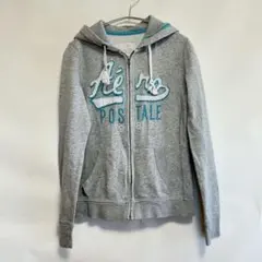 海外古着 エアロポステール Y2K 刺繍ロゴ フルジップパーカー グレー XSのサムネイル