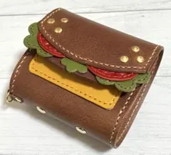 本革 ハンバーガーモチーフM3ミニシステム手帳 バインダーカバー 8×6cm