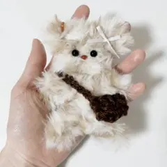 モールドール　【03】 犬　白　茶色　モール人形　ふわふわ　ぬいぐるみのサムネイル