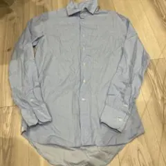 青と白のストライプ長袖ワイシャツ　シャツ　春シャツ　ストライプ　水色　38