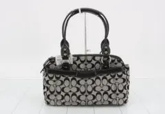 【王道シグネチャー】COACH コーチ ハンドバッグ 黒×グレー 上品 定番