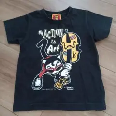 TEMMYE 猫とバイオリン Tシャツ ブラック110センチ