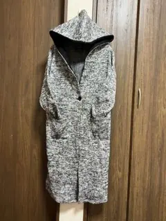 motifs フード付きロングカーディガン グレー系 M ~L