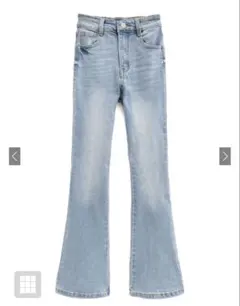 GRL ハイウエストフレアデニムパンツ[cu498] Mサイズ　ライトブルー