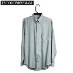 送無■程度良好【エンポリオアルマーニ】長袖ワイシャツ メンズ 日本製 ストライプ
