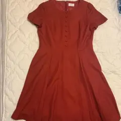 エフデef-de大きいサイズ13号レッド首元レースフレアワンピース