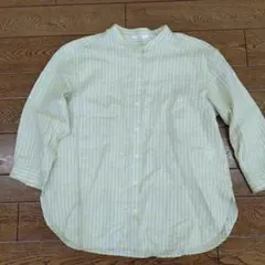 UNIQLO リネンブレンドストライプバンドカラーシャツ　七分袖　サイズМ