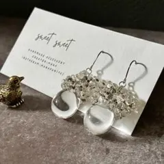 透明＊*チェコビーズ×鈴丸ビーズ＊シルバーピアス＊ハンドメイド