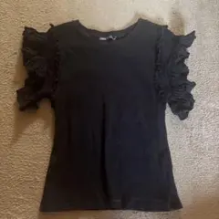 ZARA ブラック フリル袖 Tシャツ M