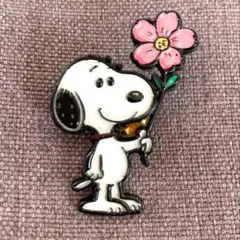 ピンバッジ　スヌーピー　花　ブローチ