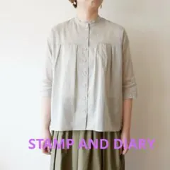 【美品】STAMP AND DIARY ベルトカラータックブラウス　ベージュ