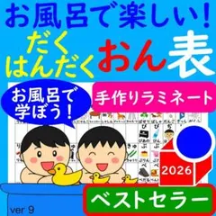 あいうえお表 お風呂で楽しい！ひらがな濁音半濁音表 ひらがな ポスターのサムネイル