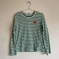 コムデギャルソンPLAY 緑ボーダー 長袖Tシャツ サイズM