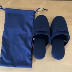 卒業式に一度使用☆携帯用スリッパ ネイビー 収納袋付き
