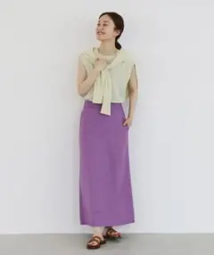 春夏物★美品★イエナ 綿麻ロングスカート 定価15,400円 パープル