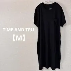 TIME AND TRU ブラック 半袖カットソーワンピース 【M】