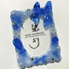 【リボンキャンディ　ブルー】B8 トレカケース　ホイップ　デコ　硬質ケース