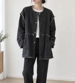 しまむら FLASH BLUE デニムジャケット 2way ブラック 黒 美品