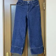 美品ZARAザラ完売　ワイドデニム　34 ダークブルー