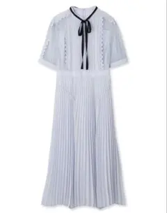 シフォン×チュールレースプリーツワンピ　セルフォード