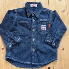 ミキハウス　デニム　シャツ　襟付き　ワッペン