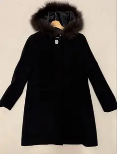 anySiS 黒 フード付きコート ひざ丈 ビジュー