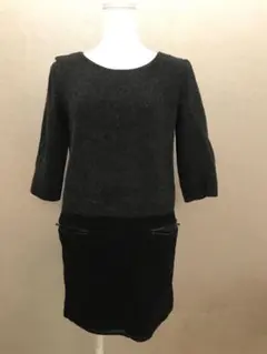 コムサデモード　COMME CA DU MODE ワンピース　黒　長袖　膝丈