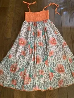 【Hawaii】2wayキャミワンピース オレンジ 花柄 ヒョウ柄