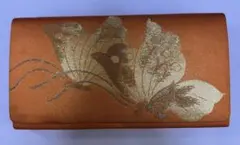 和装用バッグ 花柄刺繍 オレンジ