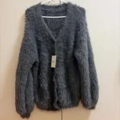 GRL シャギーニット カーディガン グレー