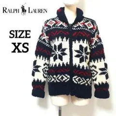 【美品】Ralphlauren ノルディック 星条旗 ジップアップ カウチン
