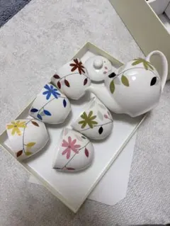 花柄急須と茶碗セット