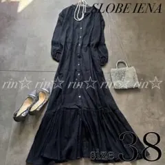 スローブイエナ　ウォッシャブル楊柳フレアワンピース　濃紺　38 M