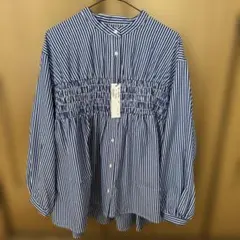 未使用タグ付きしまむらストライプブラウスL