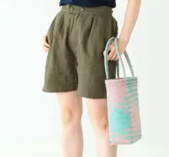 ビームスボーイ　BEAMS BOY カーキ　リネン　ショートパンツ　ハーフパンツ