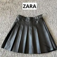 年末年始セール❕【ZARA】 黒 レザー プリーツスカート