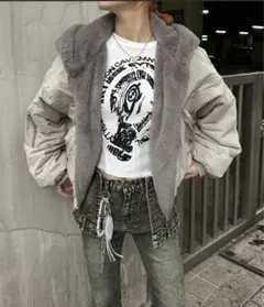 リバーシブルファージャケット ジップアップブルゾン