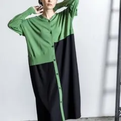 オズモーシス 前後 2WAY ニットワンピース 異素材 バイカラー 切り替え