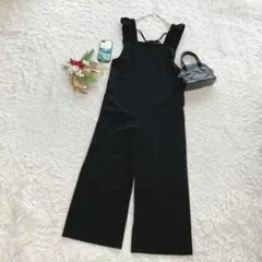 グレイル サロペット ワイドパンツ フリル ゆったり F レイヤード 春 黒
