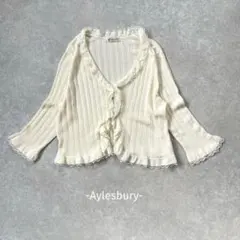 Aylesbury/ニットカーディガン/L/アイボリー/レース/綺麗め/フリル