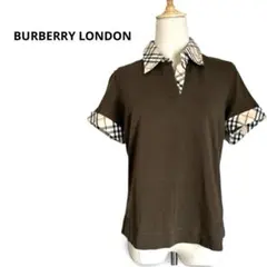 バーバリーロンドン　ポロシャツ　ノバチェック　ホース刺繍　ブラウン　5 （M）